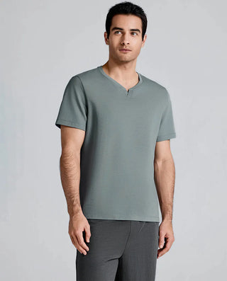 Aimer Men Cool Feeling Home Crew Neck Sleep Pajama Sets