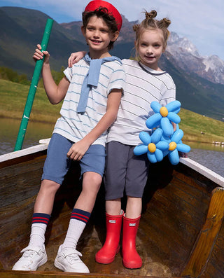 Aimer Kids Short-sleeve Tops Homewear Set For Boys
