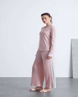 Aimer Lace Applique Long Sleeve Two-Piece Set